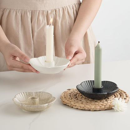 Ceramic Candlestick Holder， Candle Holder for Taper Candles,Incense, Santo Palo, Halloween Christmas Wedding Parties, Dining Room Home Decoration Display - Camel