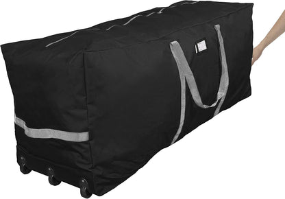 ProPik Rolling Christmas Tree Storage Bag, Fits Up to 9 Ft Tall Disassembled Trees, 28" H X 16.5" W X 60" L, Extra Large Heavy Duty Xmas Storage Container with Wheels & Handles, 600D Oxford (Green)