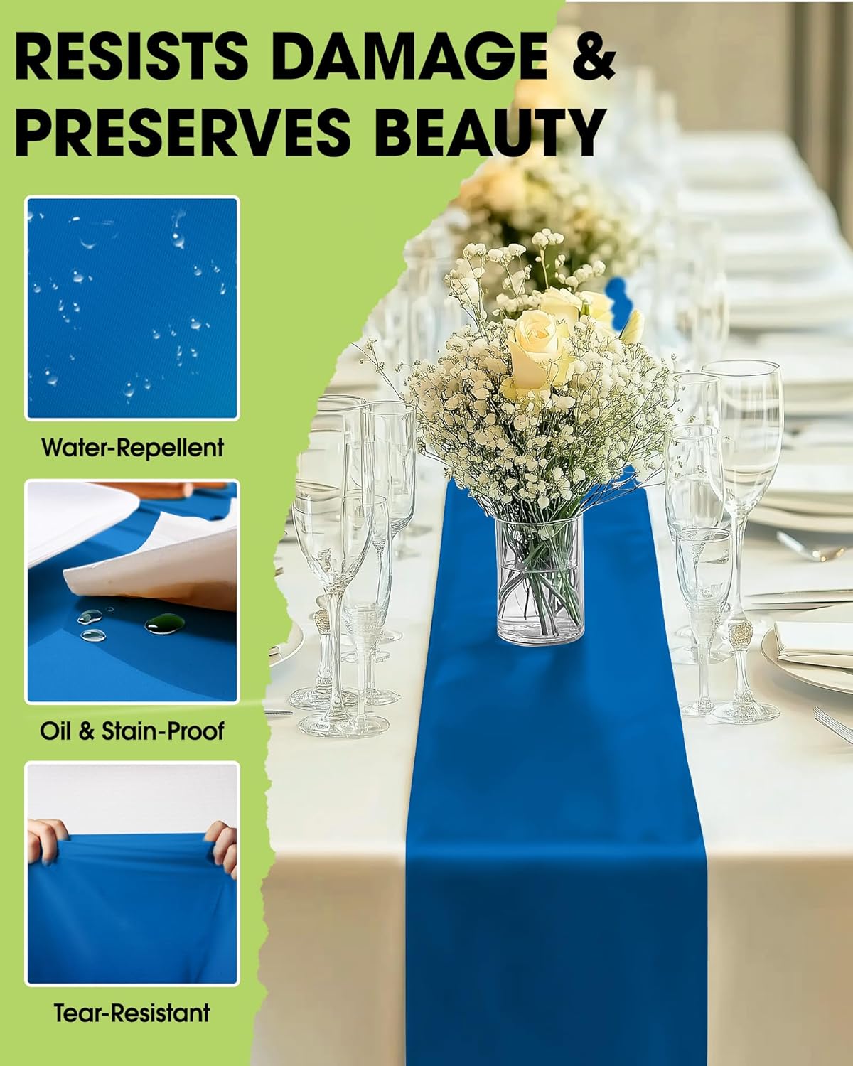 Pureegg Gold Plastic Table Runners - 10 Pack, 14'' x 108'', Water Resistant & Disposable Centerpiece Decorations for Table Cloth, Wedding, Birthday, Holiday, Baby Shower, Party, Home Decor