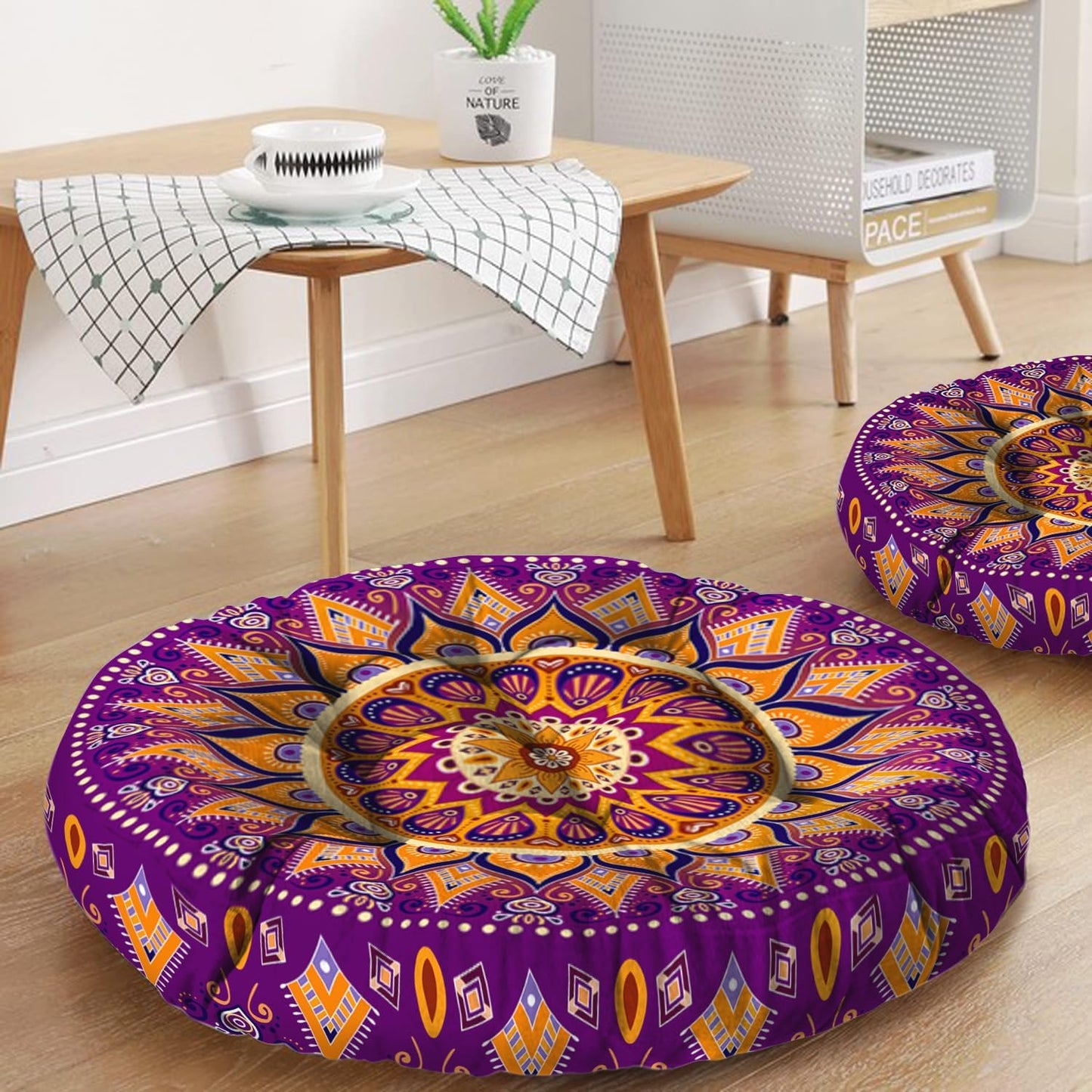 Mandala Meditation Cushion, Boho Meditation Mat, Meditation Pillows for Sitting on Floor, Cushions for Sitting in Home and Outdoor, Square Floor Pillow Cushion Seating for Yoga Accessories 22'' X 22''