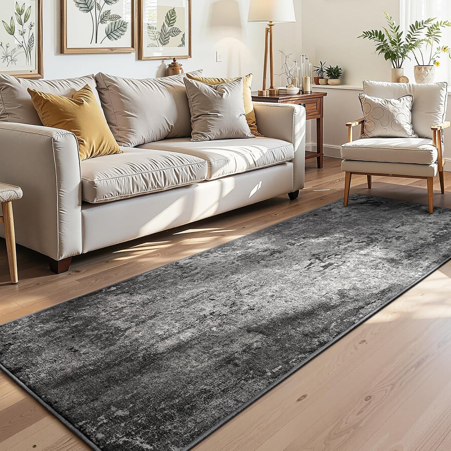 Ompaa 2x6 Rug Runners for Hallways Kitchen Runner Rug Non Slip Washable Grey Long Runner Rugs with Rubber Backing Soft Abstract Carpet Runner for Hallways, Kitchen, Bedroom, Bathroom, Entryway - Colors A