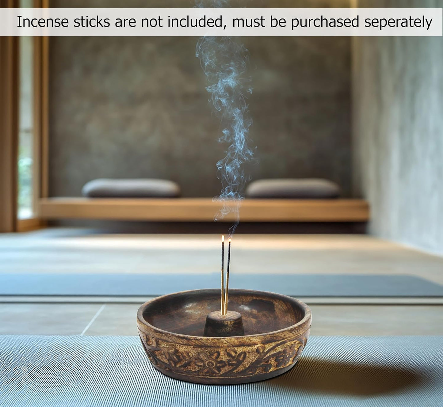 Sheesham Wood Incense Burner - Handmade Coffin Style Sun and Moon Inlay Incense Holder - Aromatherapy Room Freshener Cone Incense Stick Burner Ash Catcher - Zen Home Gift - 12x2x2 - COTTON CRAFT