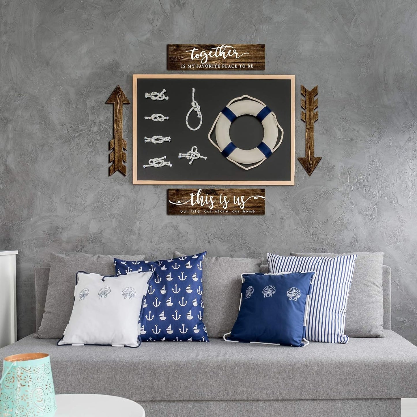 Jetec 4 Pcs Wooden Arrow Wall Decor This Is Us Our Life Rustic Family Signs for Home Wall Decor Home Wooden Hanging Sign for Farmhouse Living Room, 15 x 4 x 0.2 Inch(Brown)
