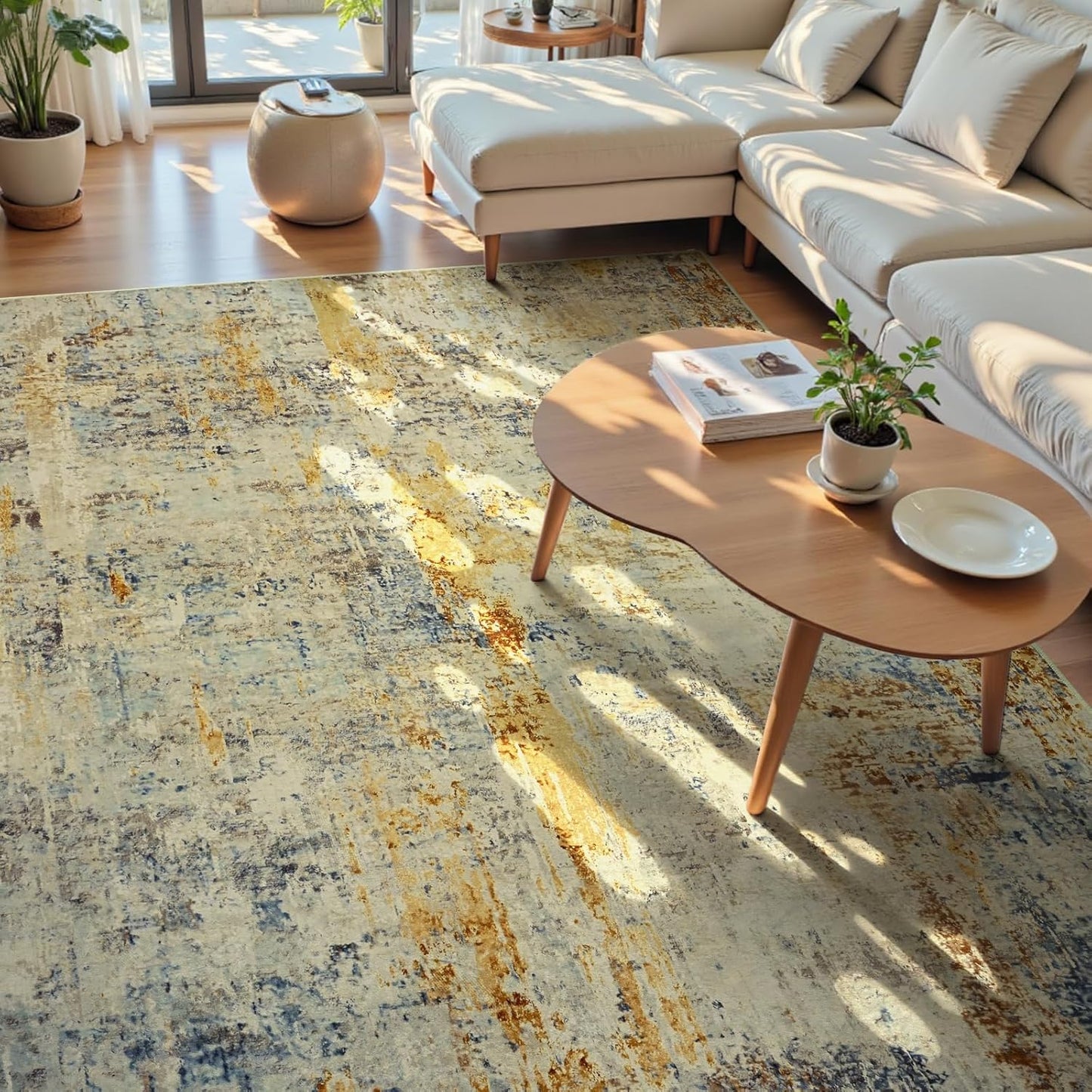 Ompaa 2x6 Rug Runners for Hallways Kitchen Runner Rug Non Slip Washable Grey Long Runner Rugs with Rubber Backing Soft Abstract Carpet Runner for Hallways, Kitchen, Bedroom, Bathroom, Entryway - Colors A