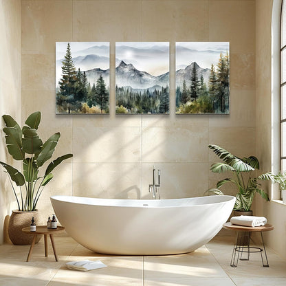 MHARTK66 Wall Art for Living Room Modern Wall Decor for Bedroom Office Decor Abstract Mountain Forest Landscapes Ink Painting 3 Piece Framed Canvas Art Prints Ready to Hang Wall Pictures Home Decor