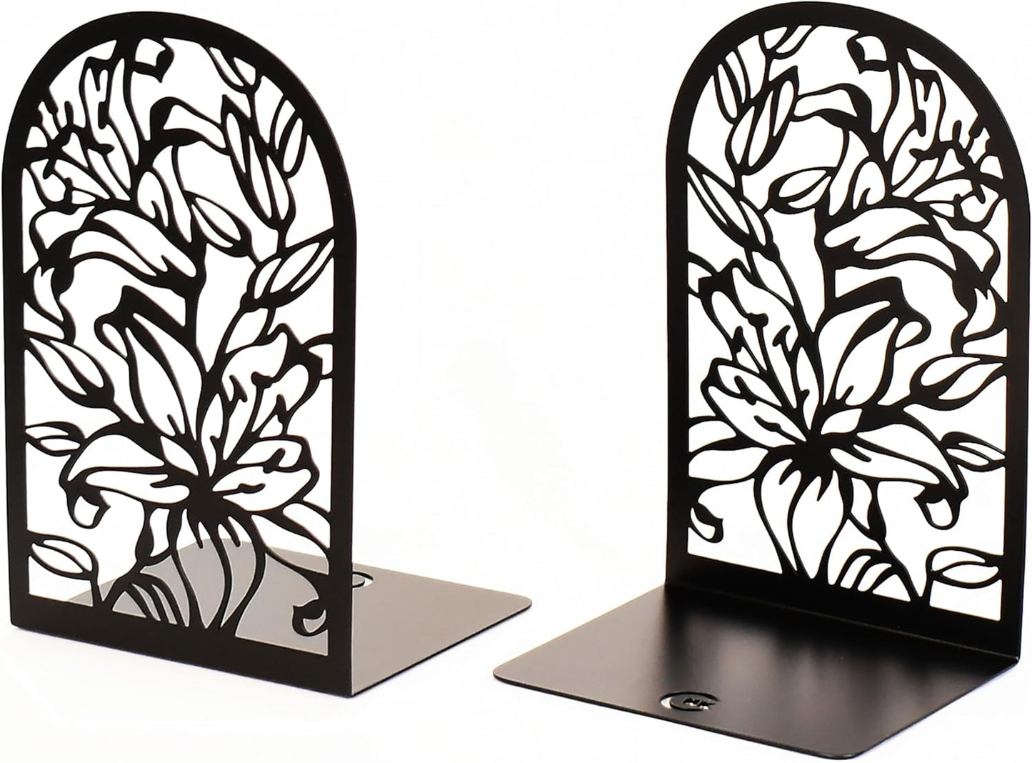 CNK Premium BookEnds - Heavy Duty Metal Book Stoppers for Home Office, Decorative Book Shelf Holders (Hummingbird Black)