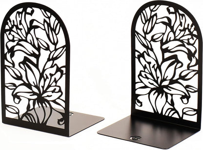 CNK Premium BookEnds - Heavy Duty Metal Book Stoppers for Home Office, Decorative Book Shelf Holders (Hummingbird Black)