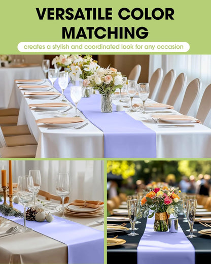 Pureegg Gold Plastic Table Runners - 10 Pack, 14'' x 108'', Water Resistant & Disposable Centerpiece Decorations for Table Cloth, Wedding, Birthday, Holiday, Baby Shower, Party, Home Decor