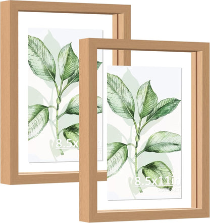 CORE ART 8x10 Floating Picture Frame,Double Plexglass Floating Frame for 5x7,4x6 Pictures,Wall or Tabletop Display,Black