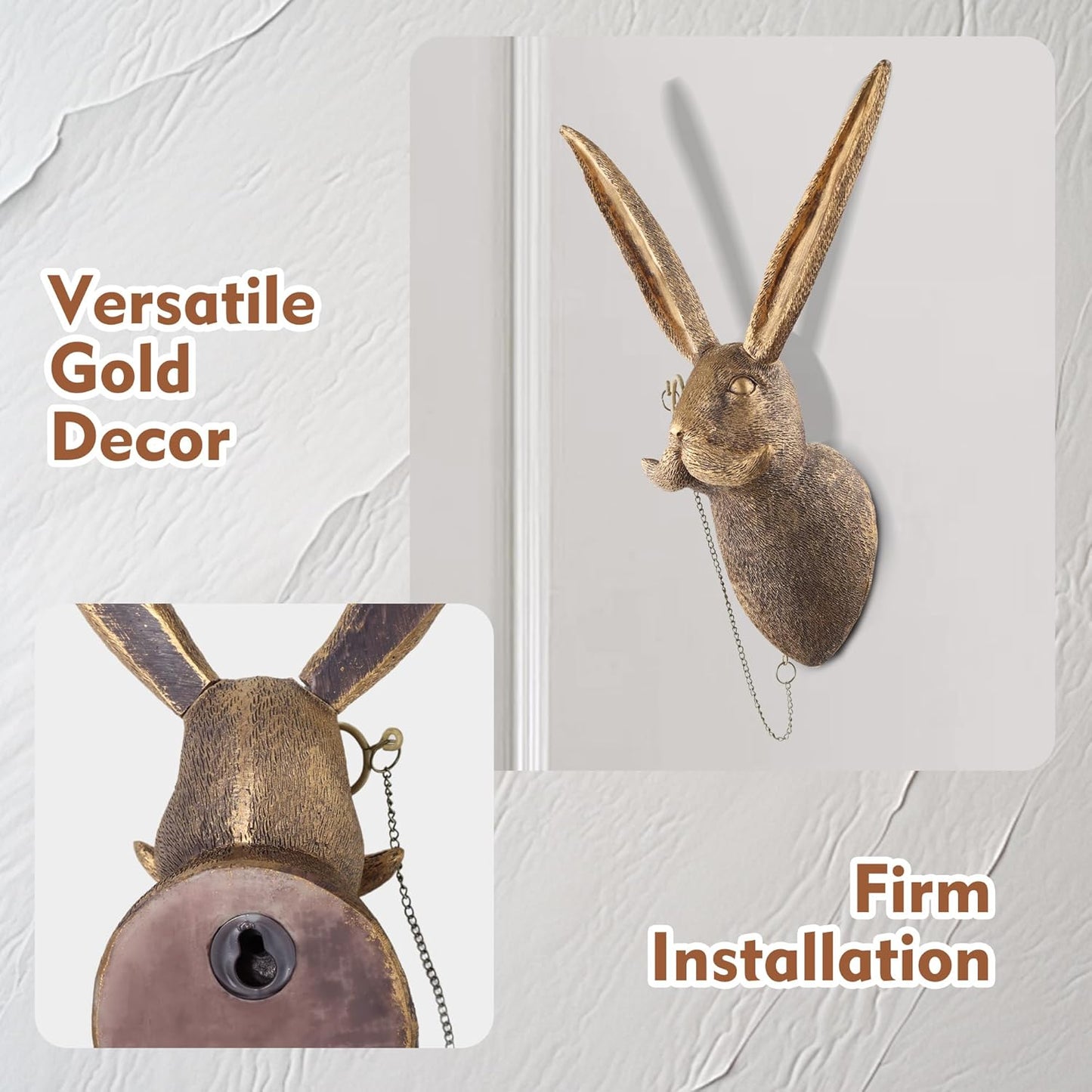 UITWMKTG 5 Pack Animal Head Wall Decor Gold Wall Sculpture Home Decor for Office Bedroom Modern Decor for Men Women