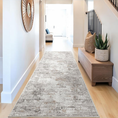 2x3 Washable Non-Slip Area Rug - Soft Low Pile Throw Rug for Kitchen Entryway Bedroom - Modern Indoor Door Mat with Rubber Backing (Beige Grey) - Colors A