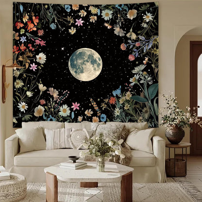 Apdidl Forest Galaxy Starry Tapestry for Bedroom Ceiling, Blue Space Night Starry Sky Moon Stars Tapestry Aesthetic, Tree Forest Milky Way Backdrop Wall Hanging for Dorm Living Room Decor (51" X 60")