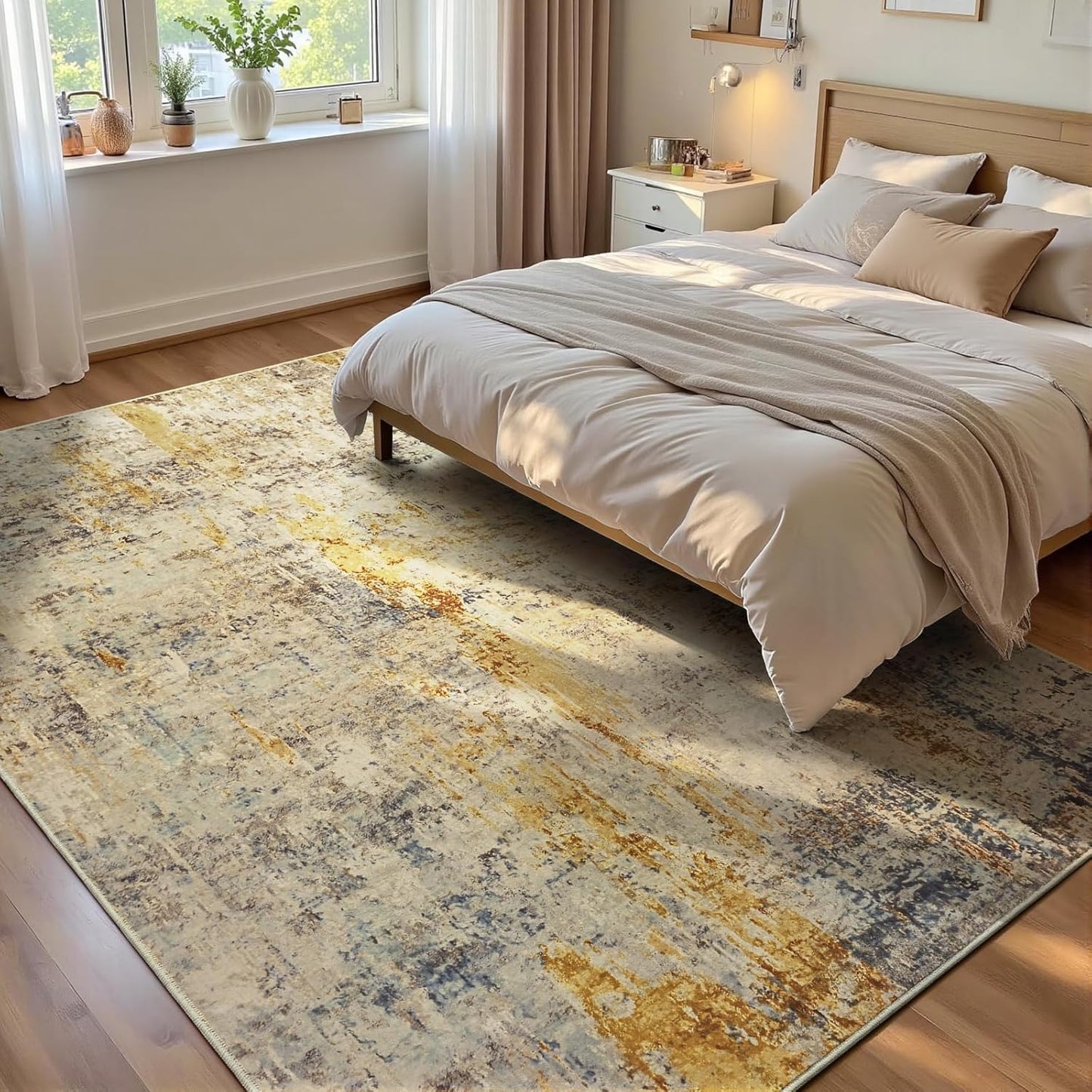 Ompaa 2x6 Rug Runners for Hallways Kitchen Runner Rug Non Slip Washable Grey Long Runner Rugs with Rubber Backing Soft Abstract Carpet Runner for Hallways, Kitchen, Bedroom, Bathroom, Entryway - Colors A