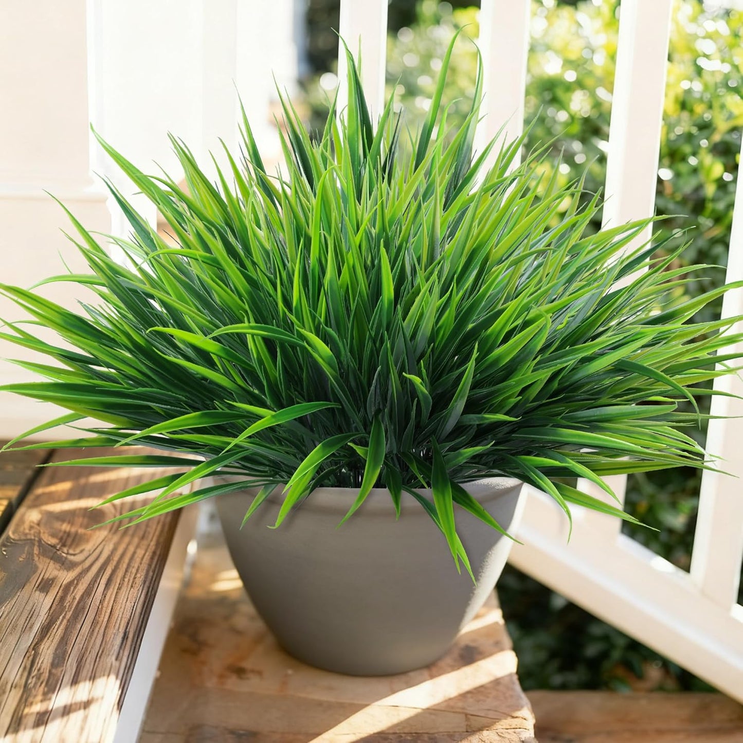 Ivydale 12Pcs Fake Plants Outdoor Artificial Plastic Grass Spring Decoration UV Resistant Faux Greenery Stems Bushes Outside Fake Plants for Planters Patio Porch Window Box Pathway Garden Home Decor