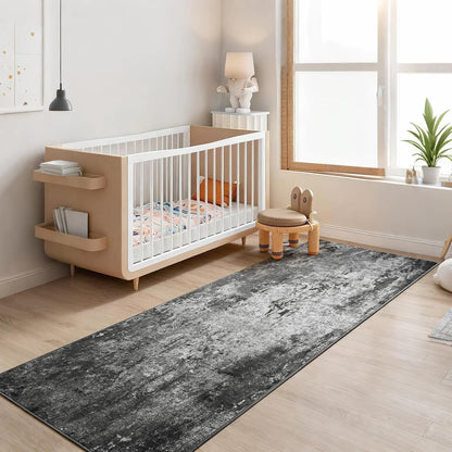 Ompaa 2x6 Rug Runners for Hallways Kitchen Runner Rug Non Slip Washable Grey Long Runner Rugs with Rubber Backing Soft Abstract Carpet Runner for Hallways, Kitchen, Bedroom, Bathroom, Entryway - Colors A