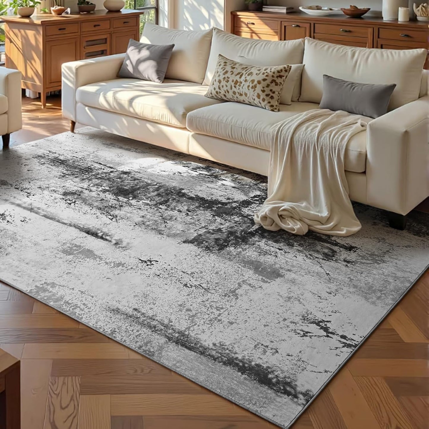 Ompaa 2x6 Rug Runners for Hallways Kitchen Runner Rug Non Slip Washable Grey Long Runner Rugs with Rubber Backing Soft Abstract Carpet Runner for Hallways, Kitchen, Bedroom, Bathroom, Entryway - Colors B