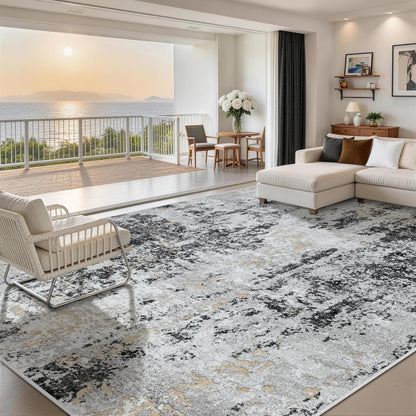 8x10 Area Rugs for Living Room Rug Washable: Abstract Large Rug for Dining Room Bedroom Carpet Non Slip 8 by 10 Indoor Modern Nursery Home Office Blue Grey
