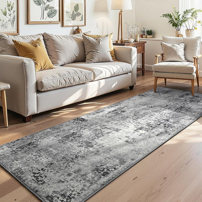 Ompaa 2x6 Rug Runners for Hallways Kitchen Runner Rug Non Slip Washable Grey Long Runner Rugs with Rubber Backing Soft Abstract Carpet Runner for Hallways, Kitchen, Bedroom, Bathroom, Entryway - Colors A
