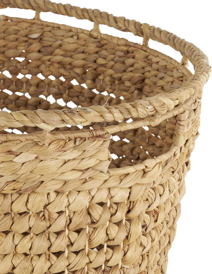 Deco 79 Seagrass Handmade Decorative and Functional Storage Basket Large Woven Basket Organizer with Ring Handles, Basket for Storage 20" x 18" x 19", Brown
