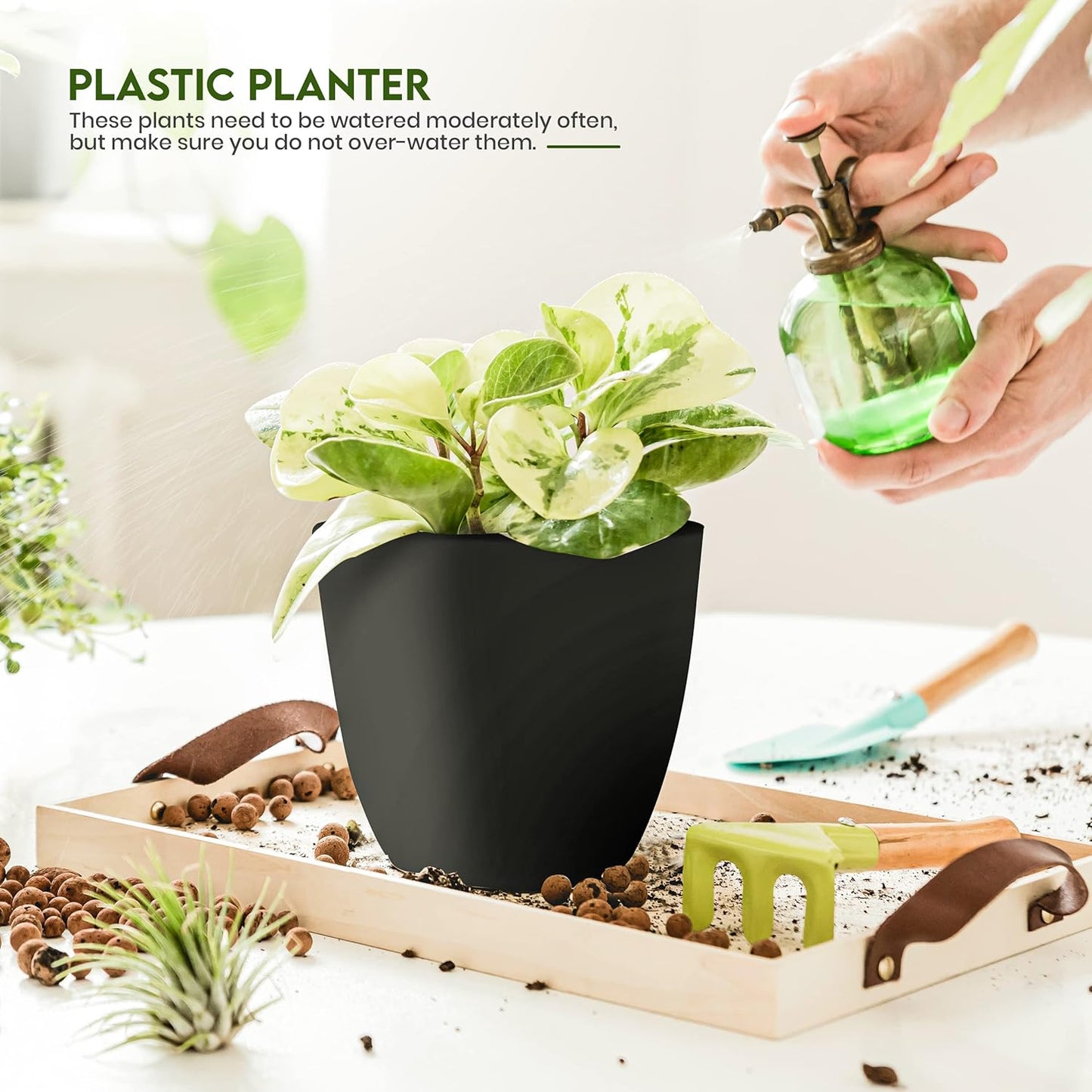 Utopia Home Plant Pots Indoor with Drainage Holes – Set of 5 White Plastic Flower Pots (7/6.6/6/5.3/4.8 Inch) – Modern Planters for Indoor Plants, Room & Office Décor, Great Stocking Stuffers