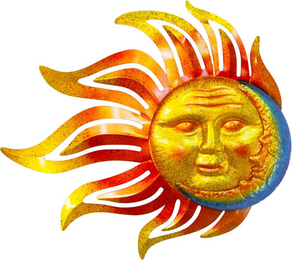 Large Sun Wall Art Decor 45 inch Metal Wall Art, Retro Hanging Decor, Valentine Wall Decorations for Patio,Yard,Garden,Fence,Living Room