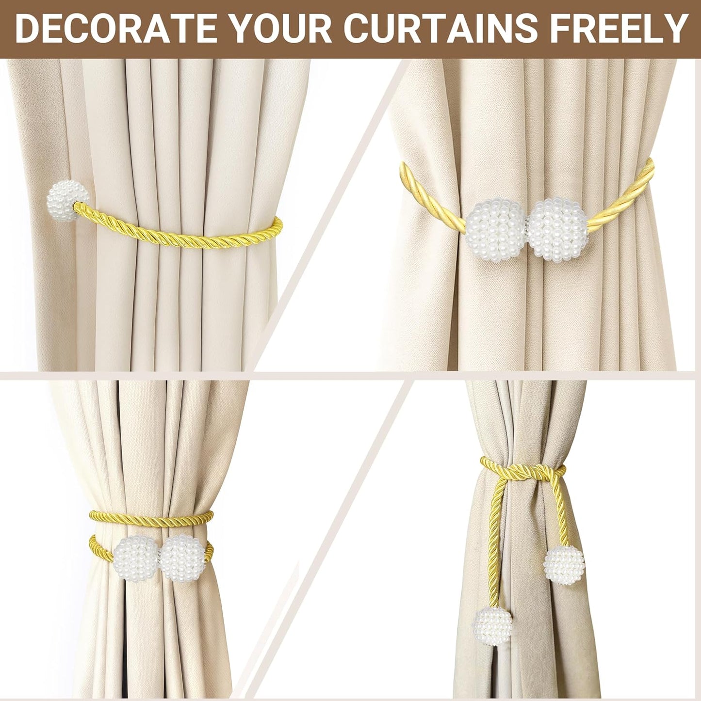 Hion Magnetic Curtain Tiebacks Black 2pcs, Curtain Tiebacks Buckles Holdbacks Holders Hooks Clip for Home Outdoor Bedroom Office Decorative Curtain