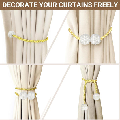 Hion Magnetic Curtain Tiebacks Black 2pcs, Curtain Tiebacks Buckles Holdbacks Holders Hooks Clip for Home Outdoor Bedroom Office Decorative Curtain
