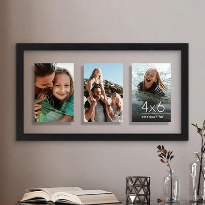 Americanflat 4x6 Collage Picture Frame with Shatter-Resistant Glass - Fits Five 4x6 Photos or Use as One 11x14 Picture Frame - Signature Collection - Collage Frames for Wall Display - Black