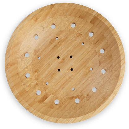 Fruit Basket for Kitchen Counter - Fruit Bowl for Kitchen Counter, Bamboo Pedestal Fruit Basket with Ventilation Holes, Wooden Fruit Bowl for Fruit and Vegetable Storage, Decorative Frutero for Cocina