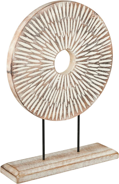 Housewarming Gifts Farmhouse Table Sculpture Home Decor Statue Mandala Carved for Modern Home 10" x 14", Living Room, Fireplace Mantel Shelf, Table and Entryway Decor Stand (Design 1)