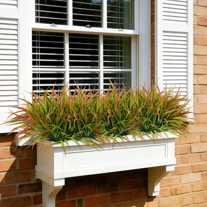 Ivydale 12Pcs Fake Plants Outdoor Artificial Plastic Grass Spring Decoration UV Resistant Faux Greenery Stems Bushes Outside Fake Plants for Planters Patio Porch Window Box Pathway Garden Home Decor