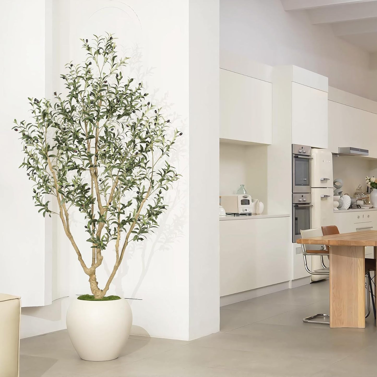 LYERSE Olive Trees Artificial Indoor - Faux Olive Tree 7ft with Olive Branches and Lifelike Fruits - Fake Olive Tree 7 Feet for Modern Home Office House Living Room Decor Indoor