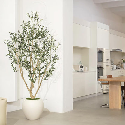 LYERSE Olive Trees Artificial Indoor - Faux Olive Tree 7ft with Olive Branches and Lifelike Fruits - Fake Olive Tree 7 Feet for Modern Home Office House Living Room Decor Indoor
