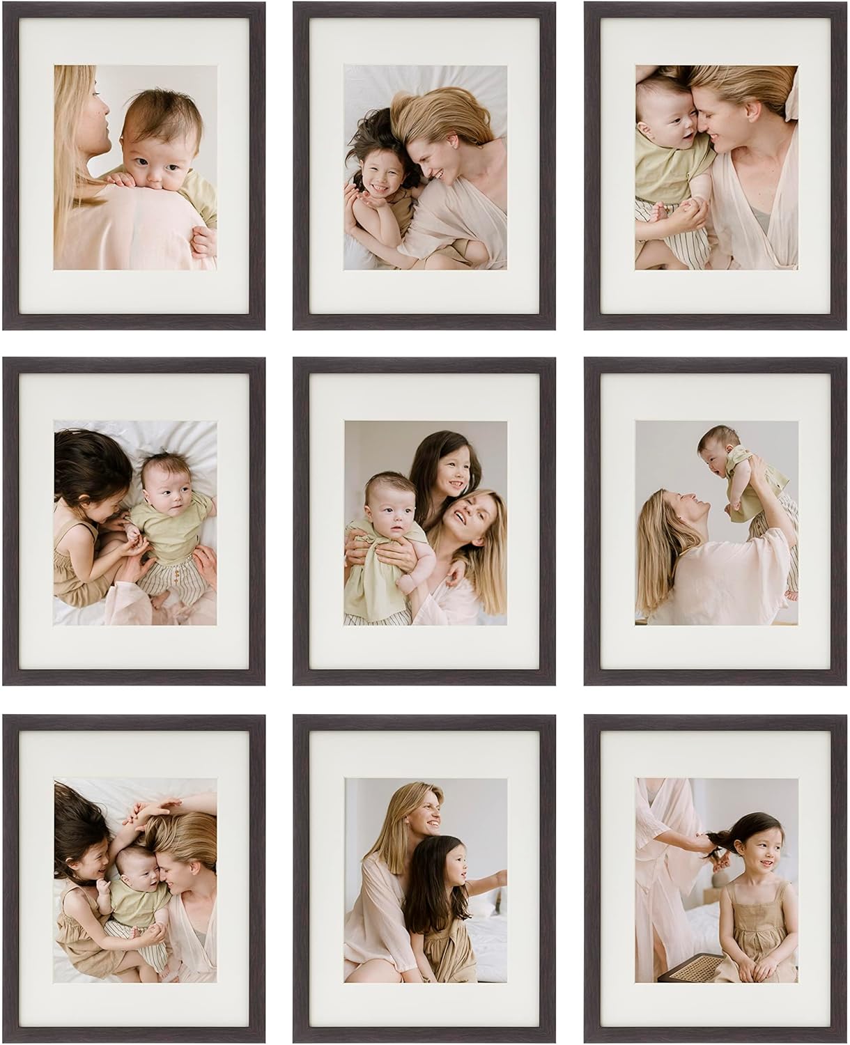 Sheffield Home 9 Piece Gallery Wall Frame Set, 11x14 in. matted to 8x10 in. (Matte Black)