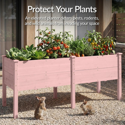 Best Choice Products 72x24x30in Raised Garden Bed, Elevated Wood Planter Box Stand for Backyard, Patio, Balcony w/Divider Panel, 6 Legs, 300lb Capacity - Natural