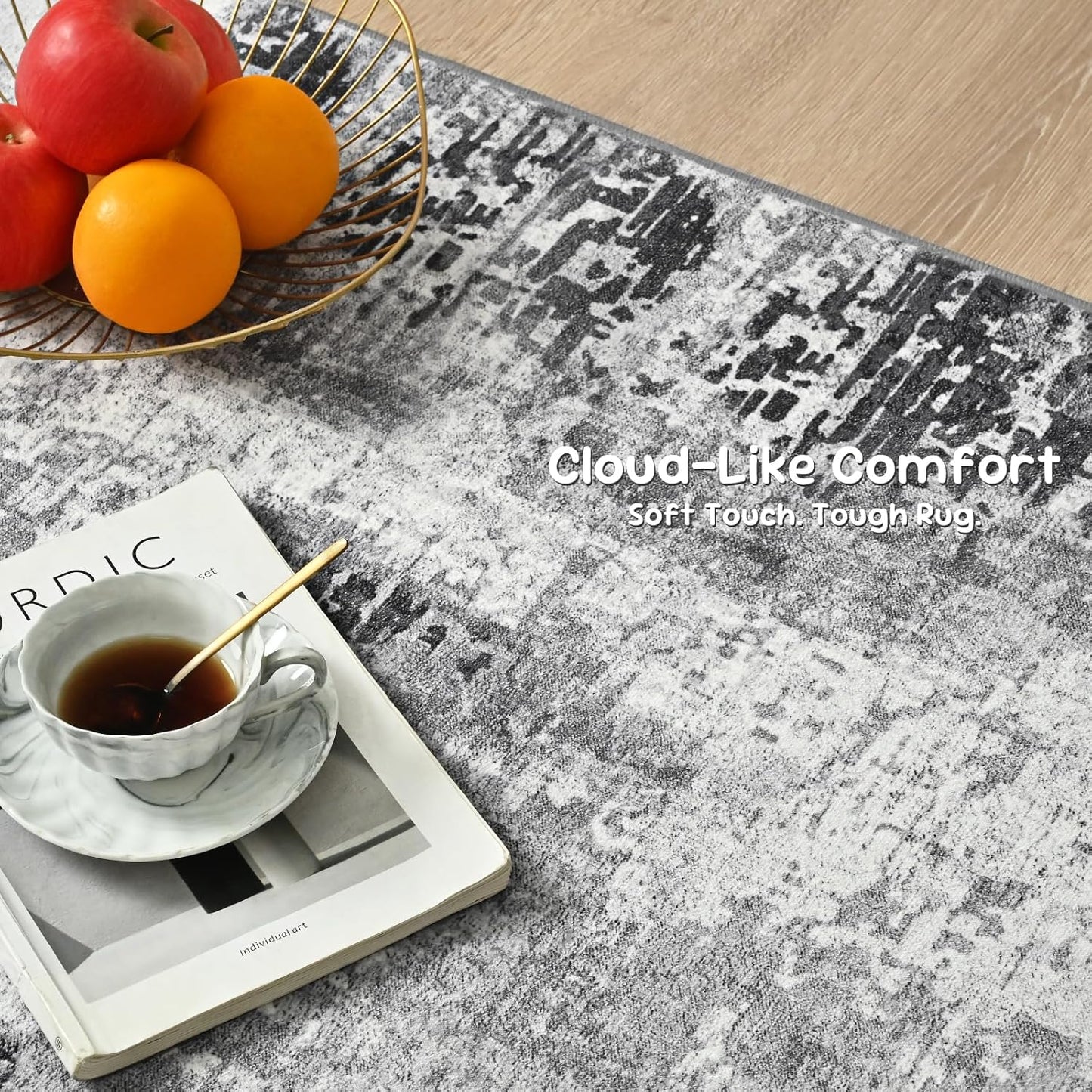 Ompaa 2x6 Rug Runners for Hallways Kitchen Runner Rug Non Slip Washable Grey Long Runner Rugs with Rubber Backing Soft Abstract Carpet Runner for Hallways, Kitchen, Bedroom, Bathroom, Entryway - Colors A