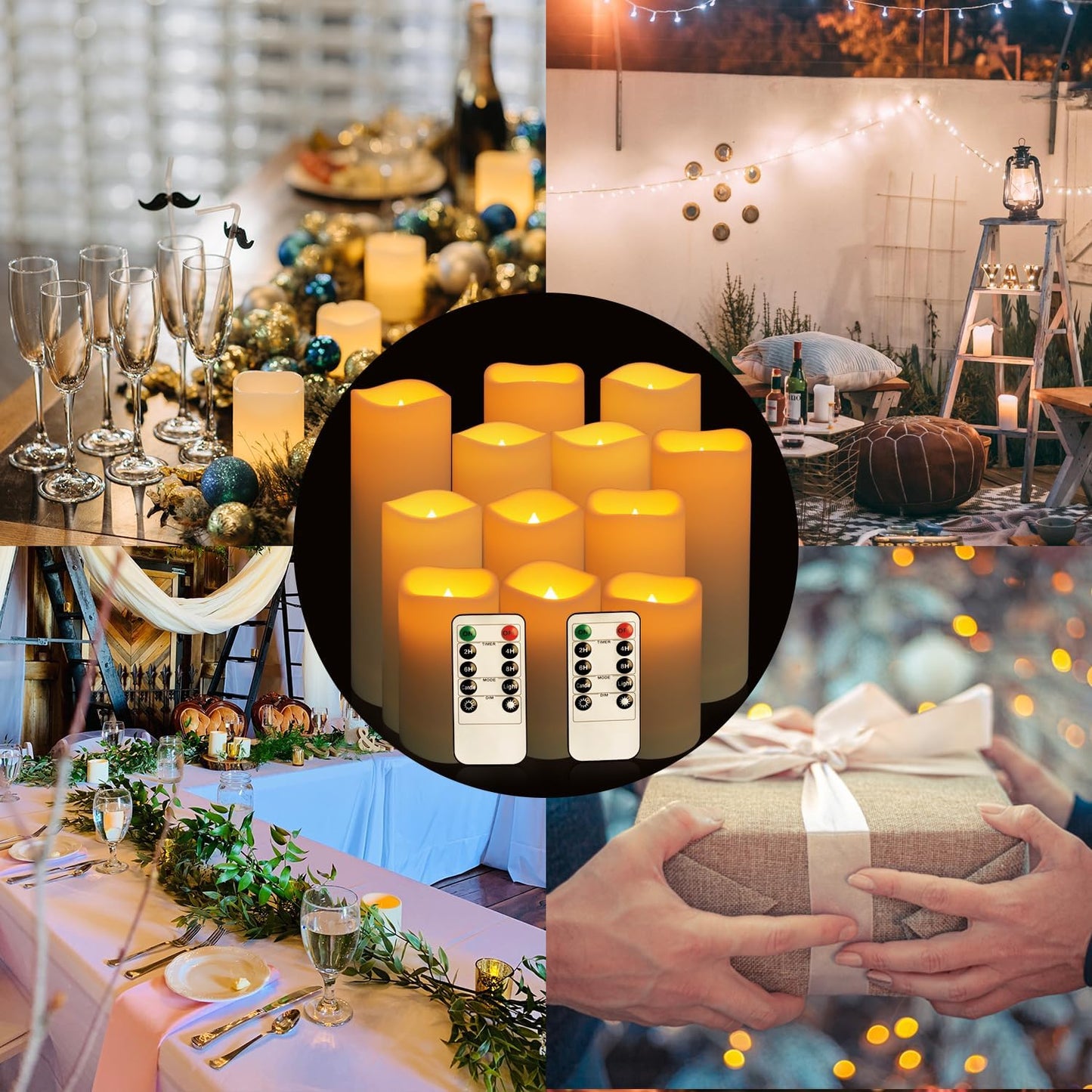 48- Pack of 3 Sizes of LED Flameless Candles.This Candle is Suitable for café, Fancy Restaurant, Bookstore and Other Scenes to Create a Relaxing and Romantic Atmosphere.