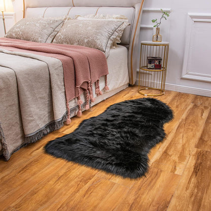EasyJoy Ultra Soft Fluffy/Fuzzy Shaggy Area Rug Faux Fur Chair Cover Seat Pad for Bedroom Floor Sofa Living Room (2 x 6 ft Sheepskin, Beige)