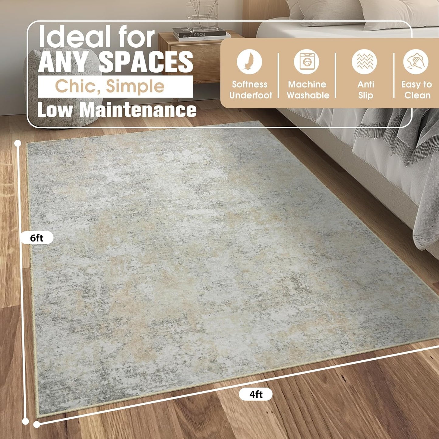 8x10 Area Rugs for Living Room Rug Washable: Abstract Large Rug for Dining Room Bedroom Carpet Non Slip 8 by 10 Indoor Modern Nursery Home Office Blue Grey