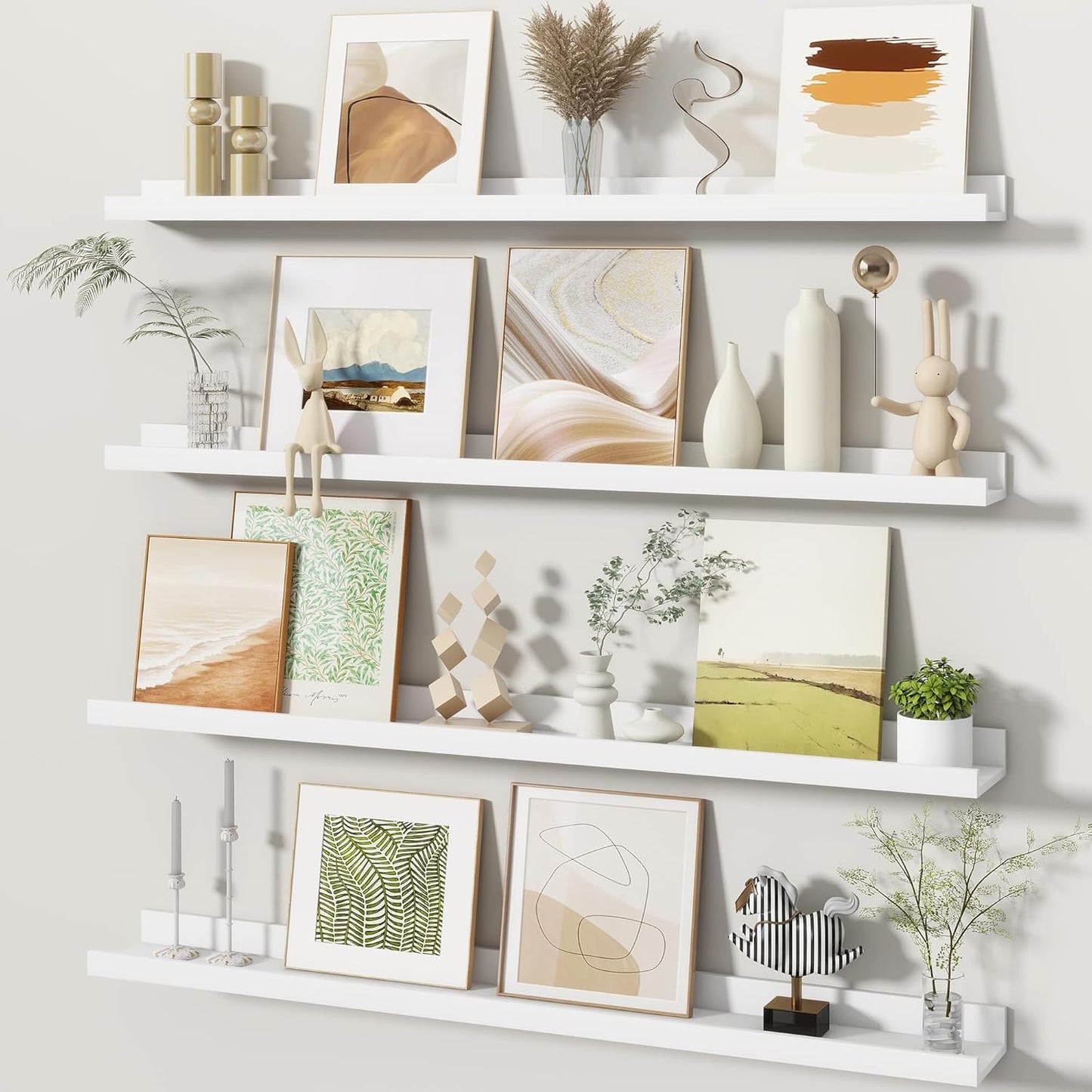 Fun Memories Picture Ledge Shelves Set of 2, 32 Inch Rustic Wall Mounted Floating Shelves with Lip for Home Storage and Décor in Bathroom, Kitchen, Nursery, Bedroom, Living Room, Walnut