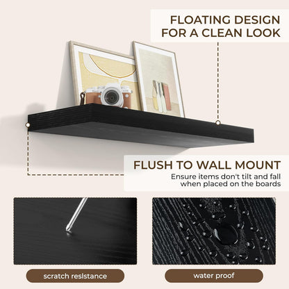 RICHFOCUS 72Inch Floating Shelves for Wall 2 Pack Shelves for Bedroom|Kitchen|Bathroom Wall Mounted Rustic Wood Floating Shelf with Invisible Brackets for Books|Storage|Decor, Rustic Brown