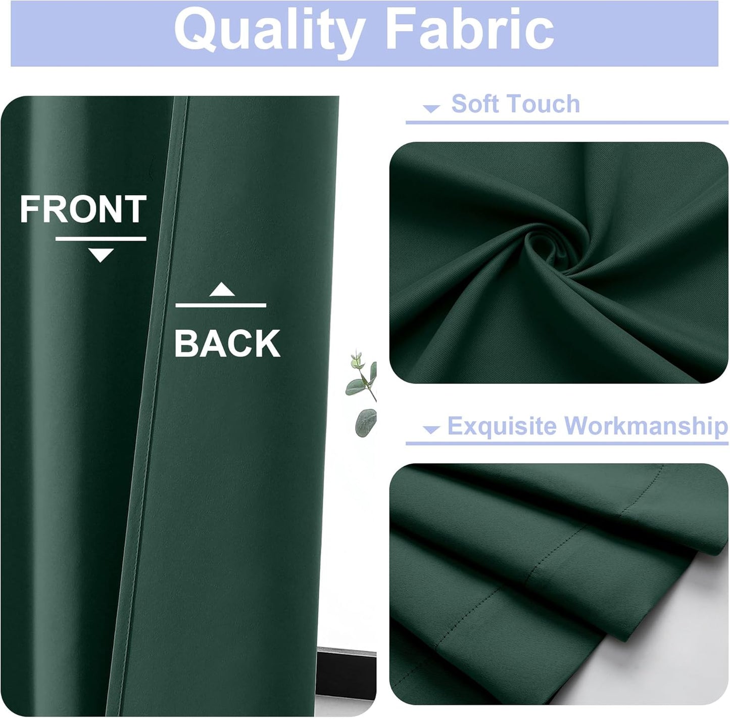 Simplebrand Ava Sage Green Blackout Curtains for Bedroom 63 Inch Length 2 Panels Set, Solid Thermal Insulated Energy Saving Rod Pocket Window Treatment Curtains Blackout Drapes, W40 x L63 Inch, Sage - Colors B