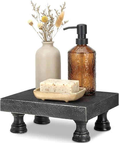 EOSAHR Farmhouse Riser for Room Decor : Decorative Pedestal Stand For Display Your Home Decorations and Uniquely Soap Stand - Rustic Bathroom Counter Tray and Kitchen Decor (Natural Wood)