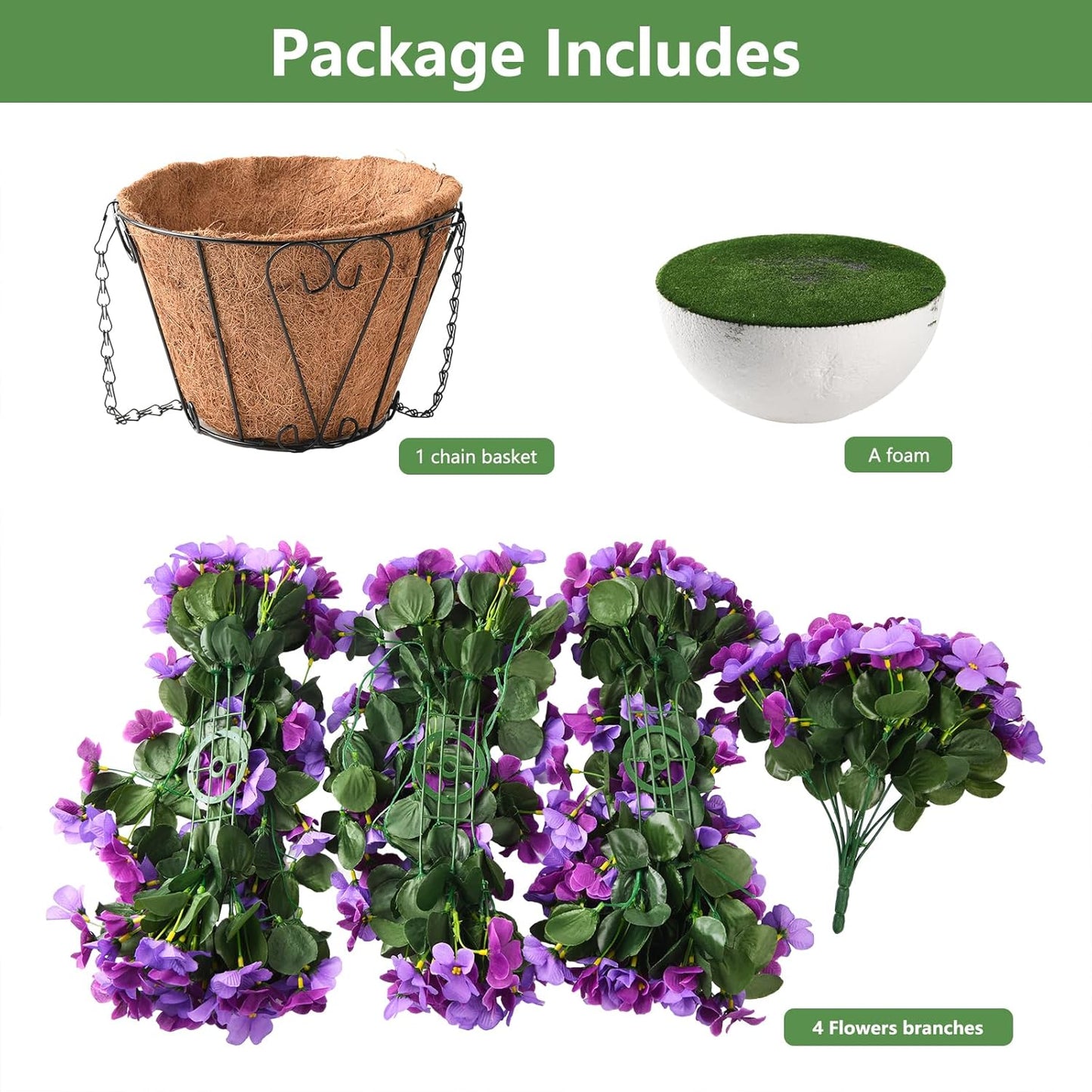 INQCMY Artificial Fake Hanging Plants Flowers Basket for Spring Summer Outdoor Outside Decoration,Faux Silk Begonia Flower in Planter Look Real UV Resistant for Home Porch Patio Balcony Yard Decor