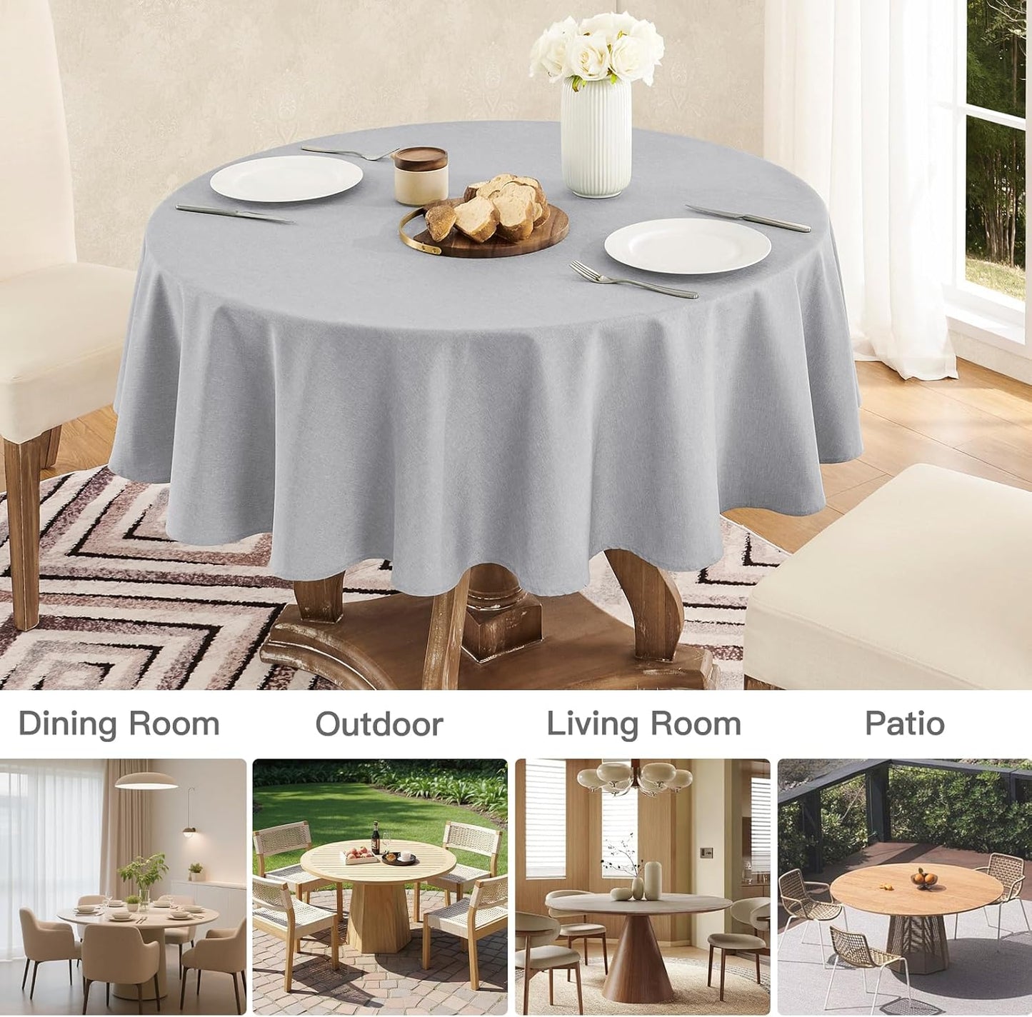 Veblandy Rectangle Tablecloth Waterproof Linen Textured Table Cloth Stain and Wrinkle Resistant Washable, Decorative Fabric Table Cover for Dining, Party and Camping (Sage Green, 52 * 70)