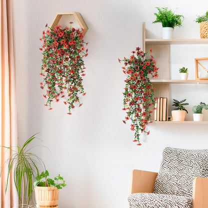 INQCMY Artificial Fake Hanging Flowers Plants for Outdoor Summer Decoration,2 PCS Faux Silk Daisy with Eucalyptus Leaves,UV Resistant Look Real for Outside Home Planter Porch Patio Balcony Yard Decor