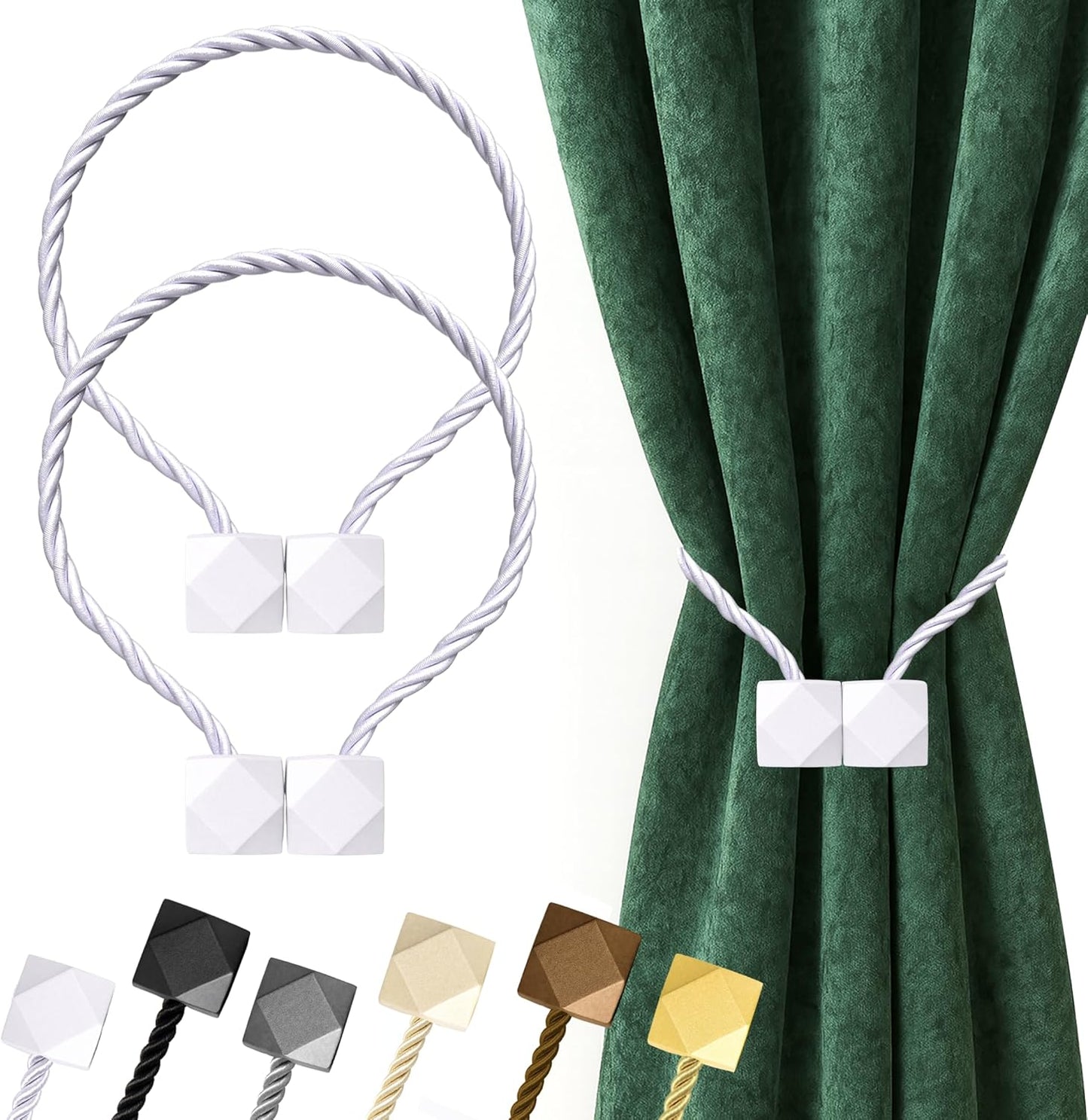 Hion Magnetic Curtain Tiebacks Black 2pcs, Curtain Tiebacks Buckles Holdbacks Holders Hooks Clip for Home Outdoor Bedroom Office Decorative Curtain