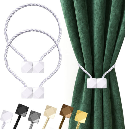 Hion Magnetic Curtain Tiebacks Black 2pcs, Curtain Tiebacks Buckles Holdbacks Holders Hooks Clip for Home Outdoor Bedroom Office Decorative Curtain