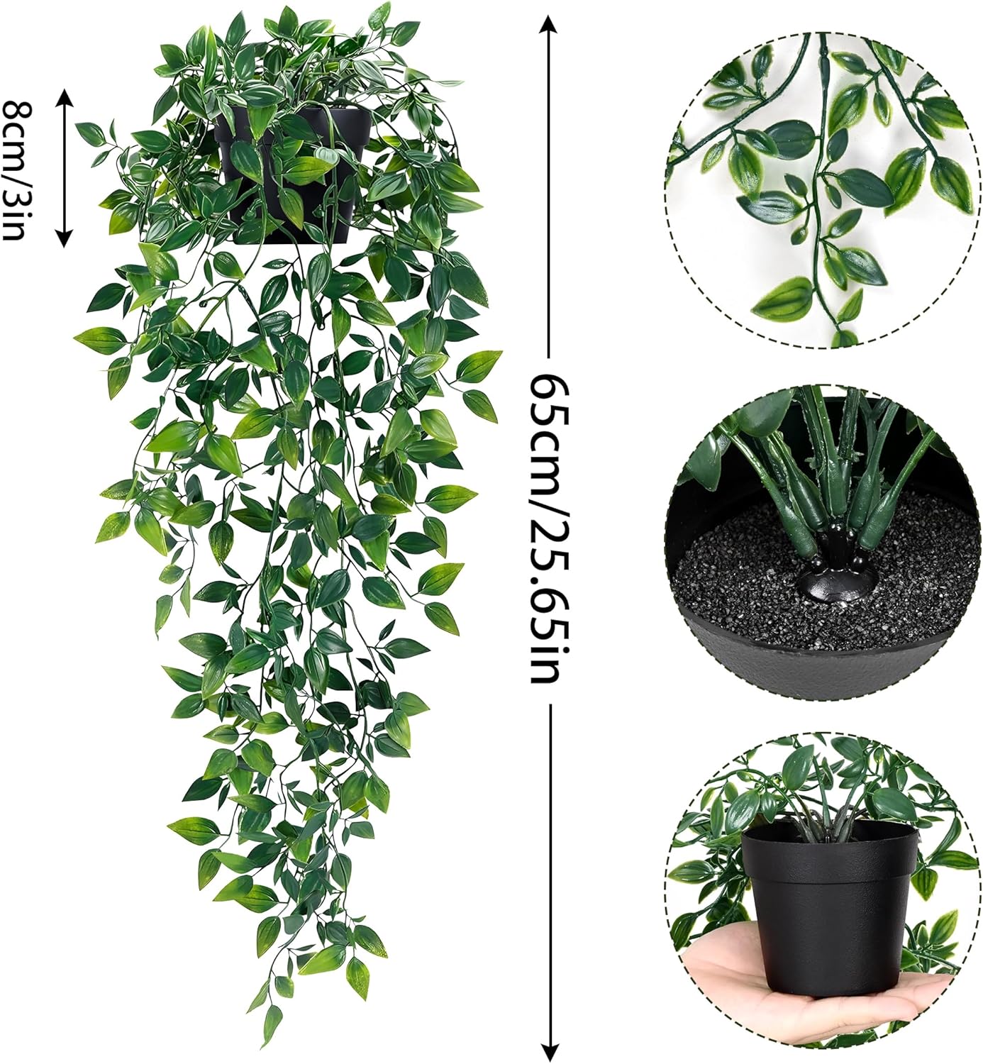 Waipfaru 4Pcs Fake Hanging Plants 2.7ft Fake Plants Eucalyptus Leaves UV Resistant Fake Vines Ivy Artificial Plants Outdoor Faux Plants Indoor Bedroom Living Room Boho Wall Porch Shelf Decor