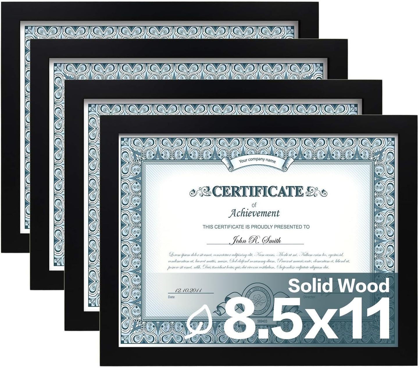 Egofine 8x10 Picture Frames Set of 4, Made of Solid Wood Covered by Plexiglass 4x6 and 5x7 with Mat or 8x10 without Mat, for Table Top Display and Wall Mounting Photo Frame Black
